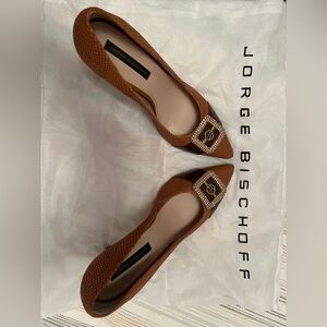 Brown Heels with Embellished Buckle